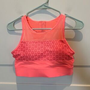 Zyia Active Coral Mesh Racerback Zip Front Sports Bra Medium‎